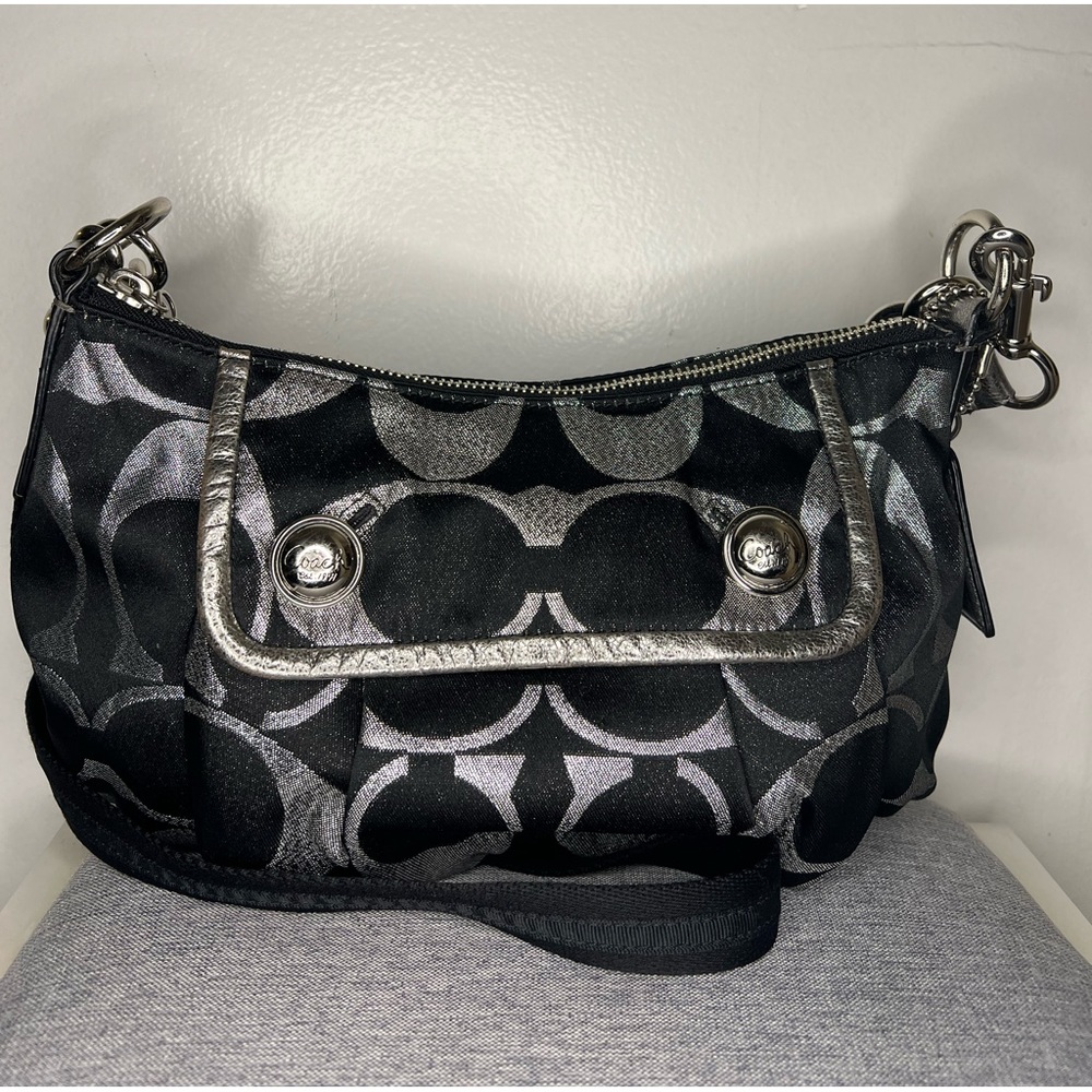 Coach Silver & Black Crossbody Bag EUC sold